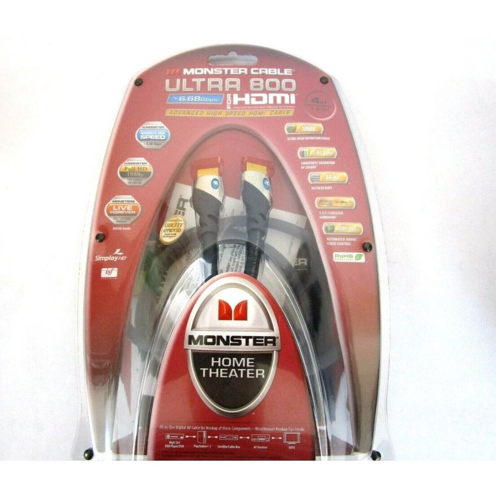 ULTRA 800 HDMI Monster Cable Home Theater Advanced High Speed Cable 4" NIP